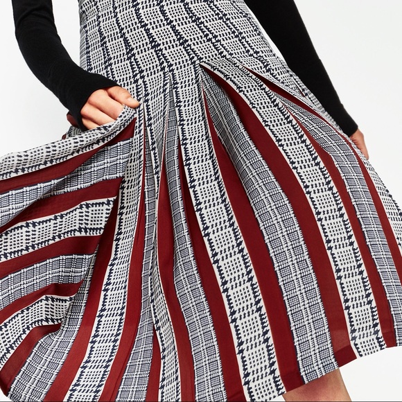 NWT Zara Printed Accordion Pleated Skirt - Picture 3 of 5